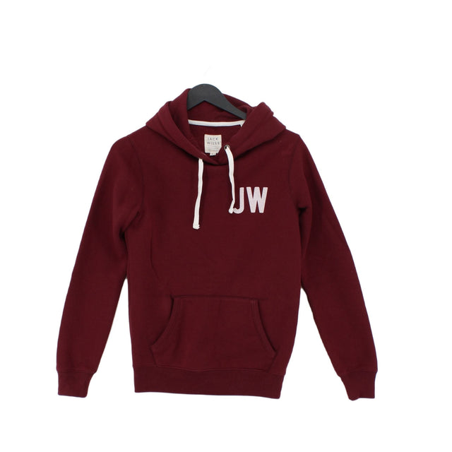 Jack Wills Women's Hoodie UK 8 Red Cotton with Polyester