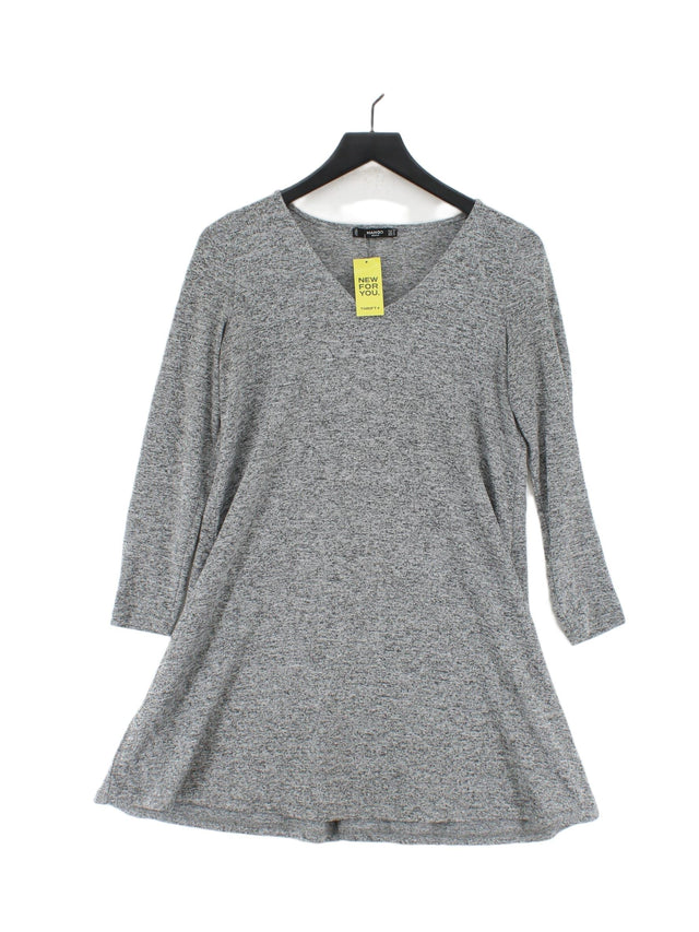 Mango Women's Midi Dress M Grey Polyester with Elastane