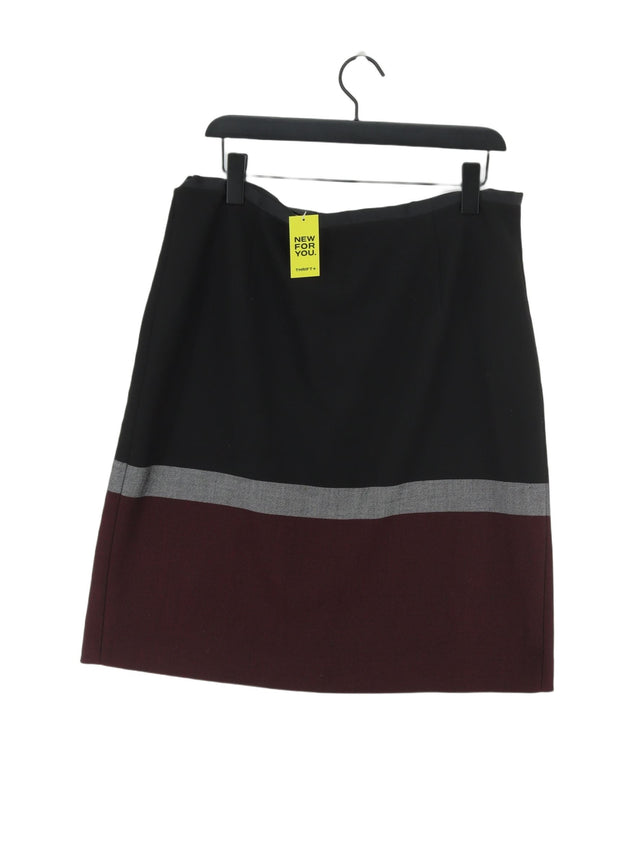 Hobbs Women's Midi Skirt UK 16 Black Polyester with Elastane, Viscose