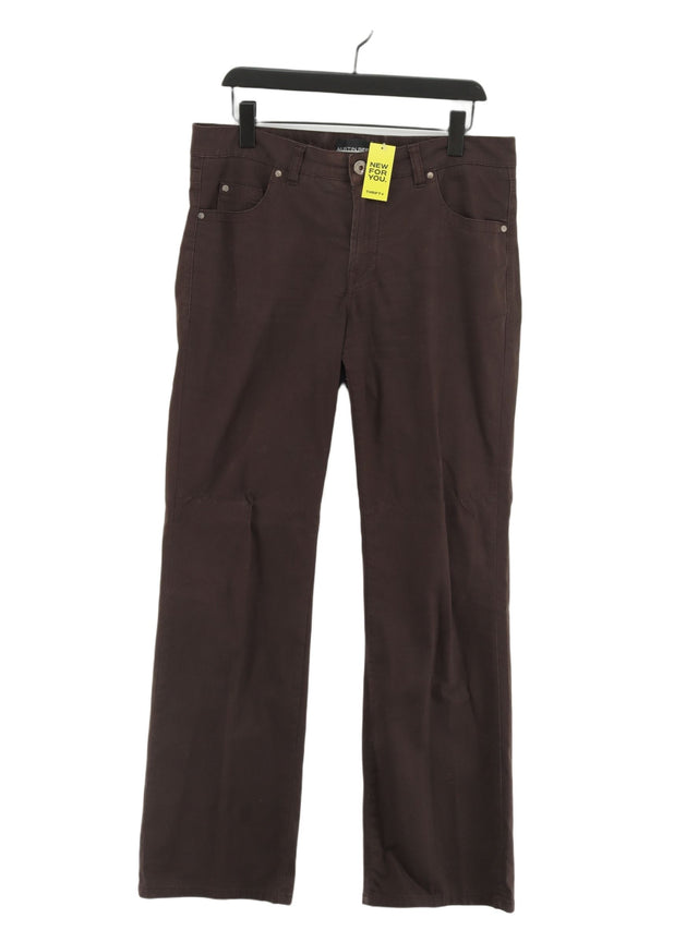 Austin Reed Women's Trousers UK 14 Brown Cotton with Elastane