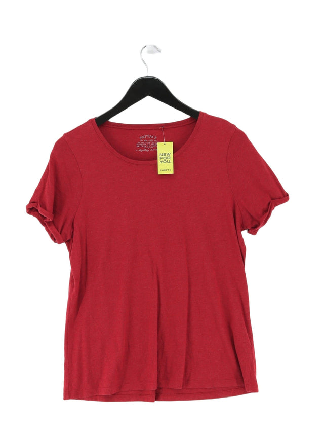FatFace Women's T-Shirt UK 12 Red Cotton with Lyocell Modal