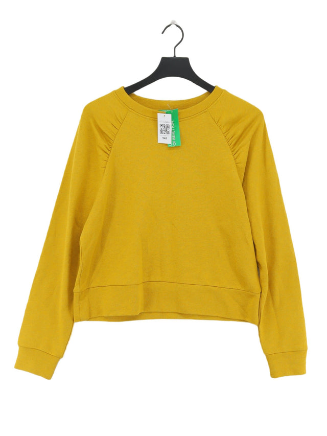 United Colors Of Benetton Women's Jumper M Yellow Cotton with Viscose