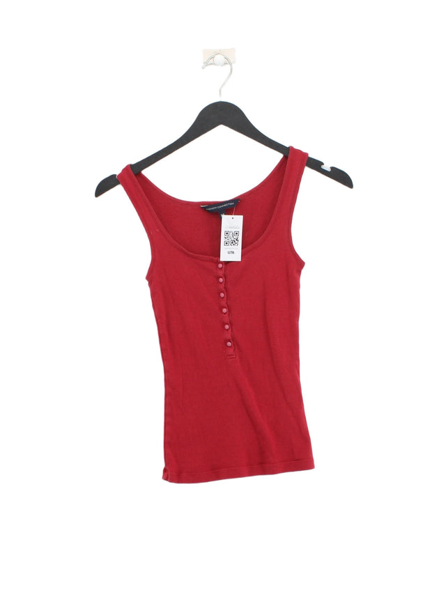 French Connection Women's T-Shirt XS Red Cotton with Elastane
