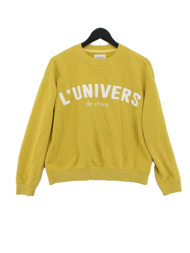 Next Women's Jumper UK 14 Yellow Cotton with Polyester