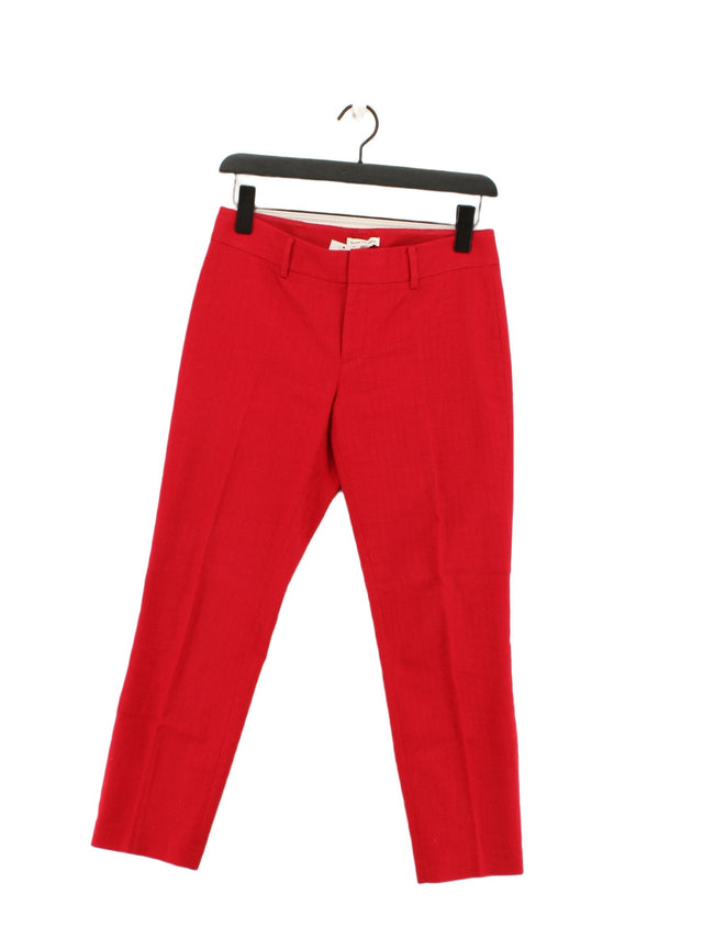 Club Monaco Women's Suit Trousers UK 4 Red Cotton with Elastane