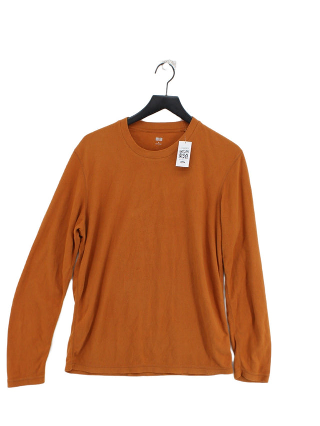 Uniqlo Men's Jumper M Orange Polyester with Acrylic, Viscose