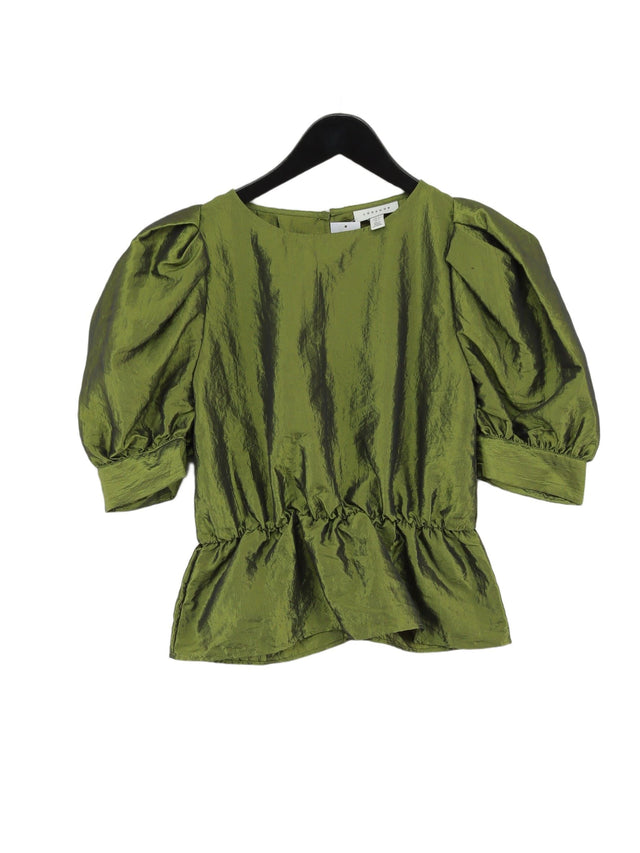 Topshop Women's Top UK 6 Green Polyester with Nylon