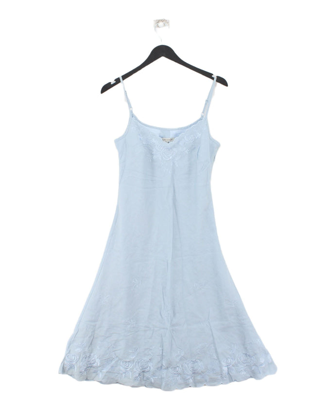 Laura Ashley Women's Midi Dress UK 10 Blue Linen with Polyester