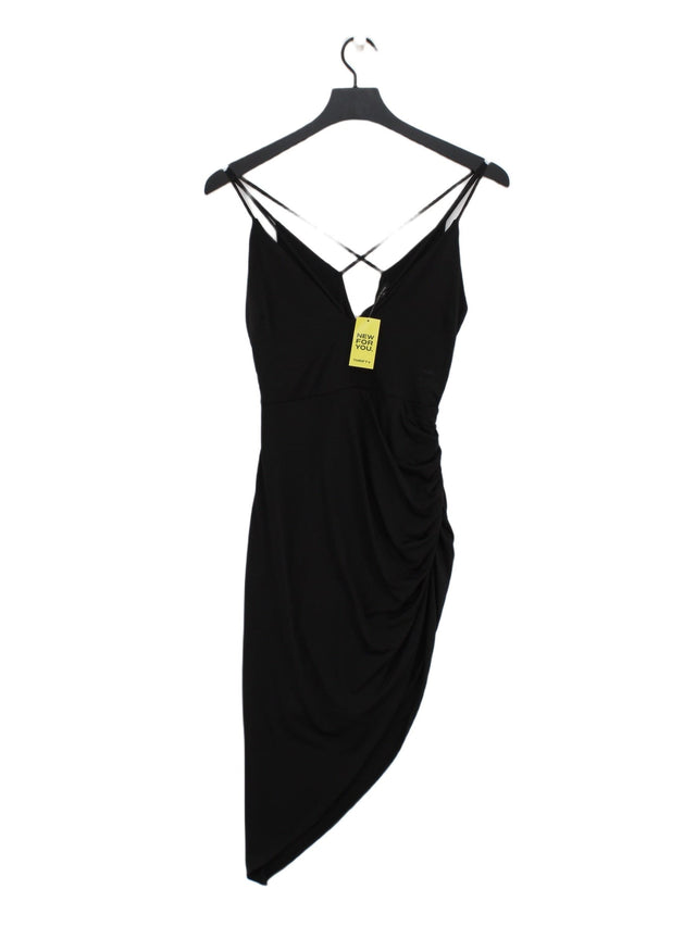 River Island Women's Midi Dress UK 10 Black 100% Polyester