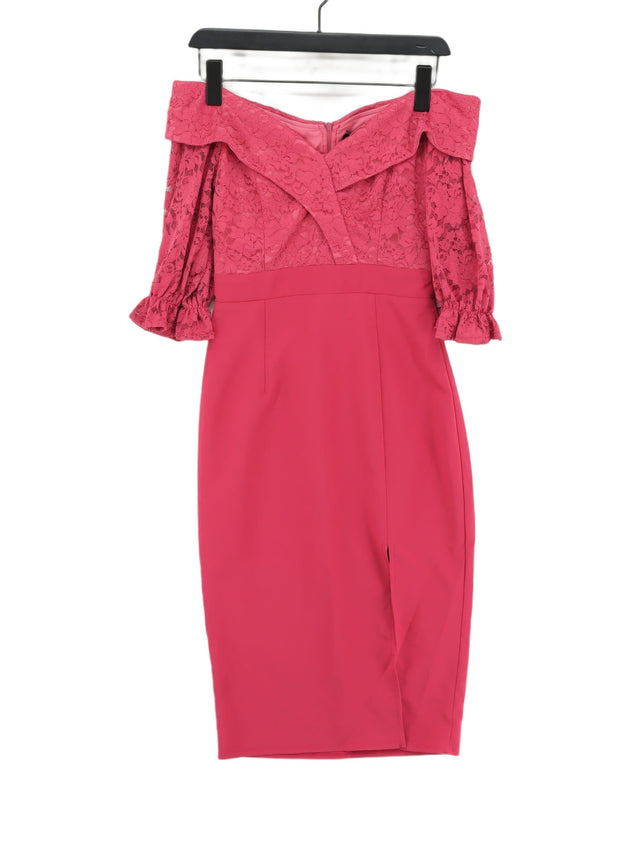 Little Mistress Women's Midi Dress UK 8 Pink Nylon with Elastane, Polyester
