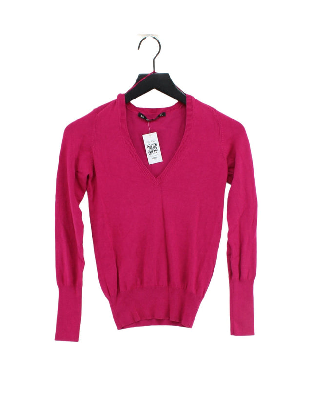 Zara Knitwear Women's Jumper S Pink Cotton with Nylon