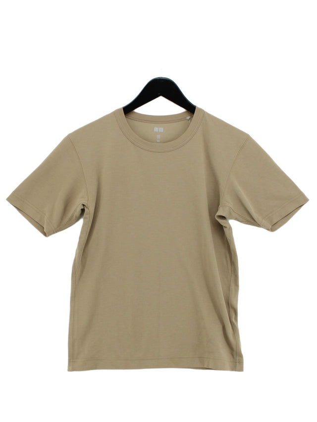 Uniqlo Men's T-Shirt XXS Tan Polyester with Elastane