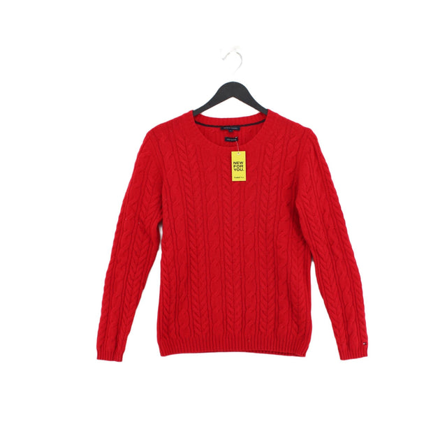 Tommy Hilfiger Women's Jumper UK 10 Red Wool with Cashmere