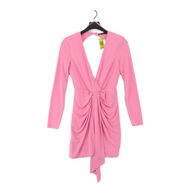 Zara Women's Midi Dress XS Pink 100% Polyester