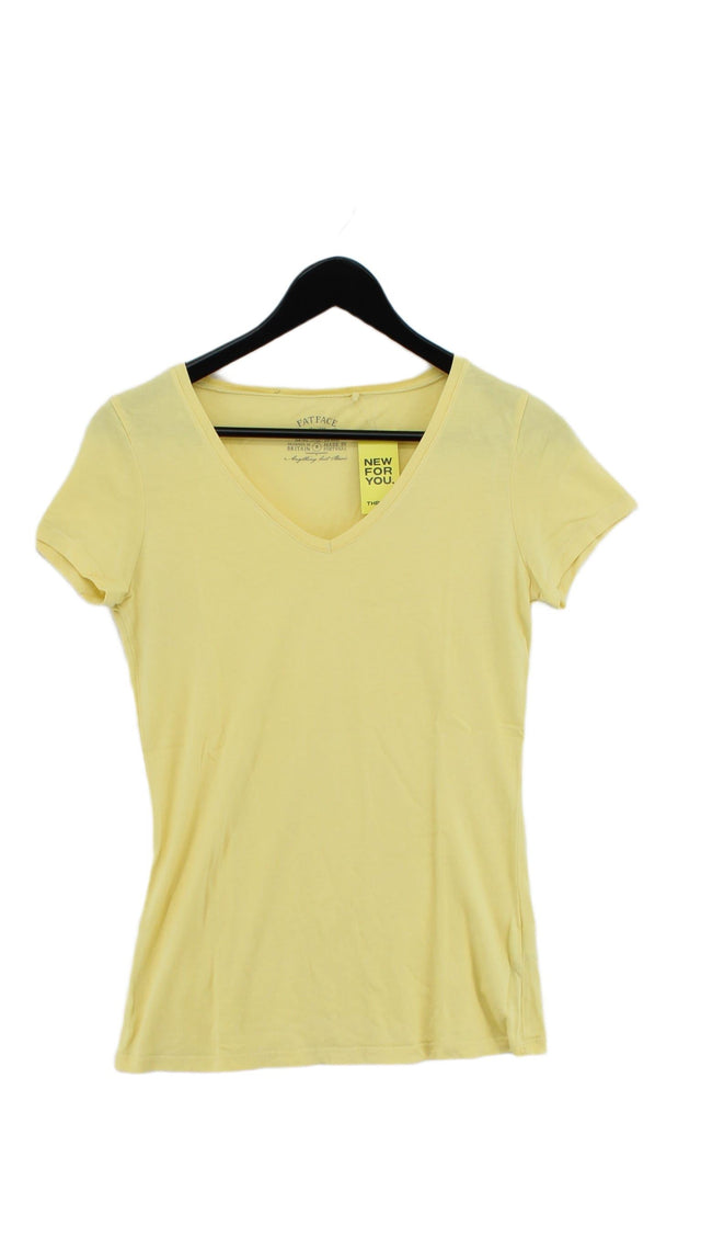 FatFace Women's T-Shirt UK 8 Yellow Cotton with Lyocell Modal