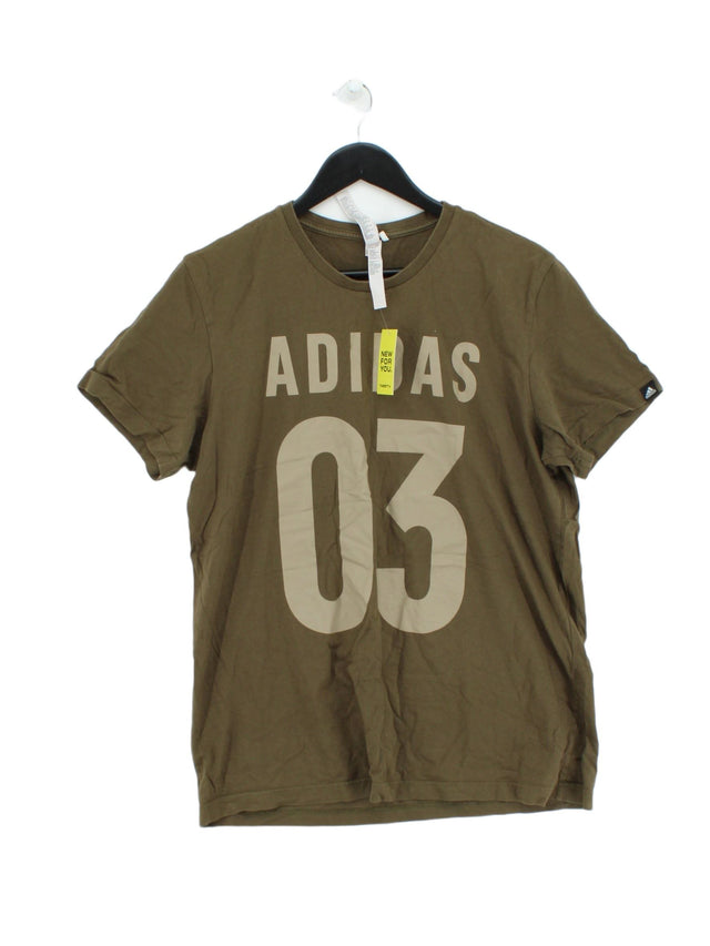 Adidas Men's T-Shirt L Brown 100% Cotton