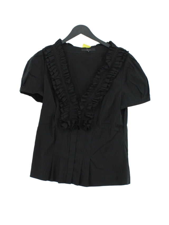 Coast Women's Blouse UK 14 Black Cotton with Elastane, Polyamide