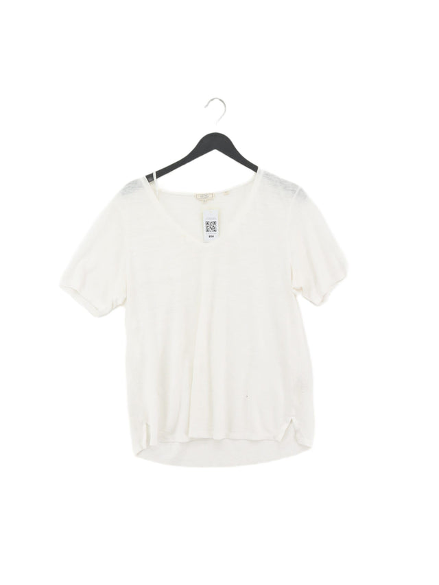 FatFace Women's T-Shirt UK 14 White 100% Linen