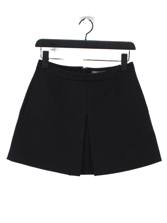 Vince Women's Midi Skirt UK 4 Black Cotton with Elastane, Nylon, Polyester