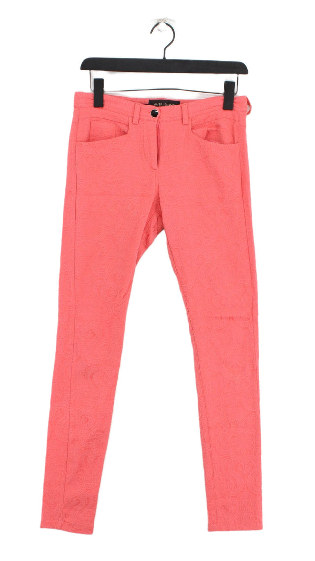 River Island Women's Trousers UK 8 Pink Cotton with Polyester