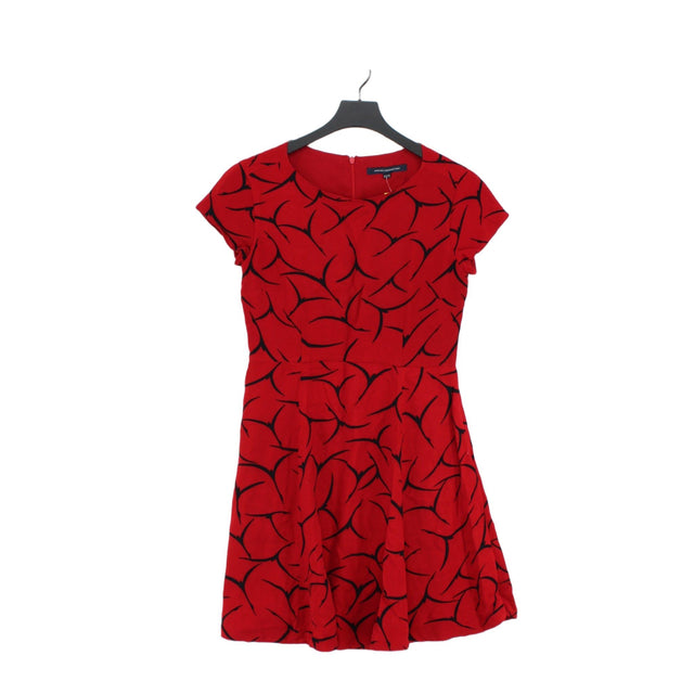 French Connection Women's Midi Dress UK 10 Red Viscose with Polyester