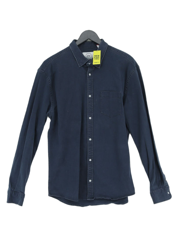 Kronstadt Casual Men's Shirt XL Blue Cotton with Spandex