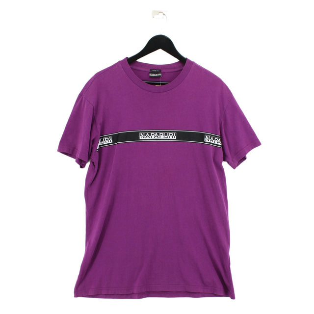 Napapijri Men's T-Shirt M Purple 100% Cotton