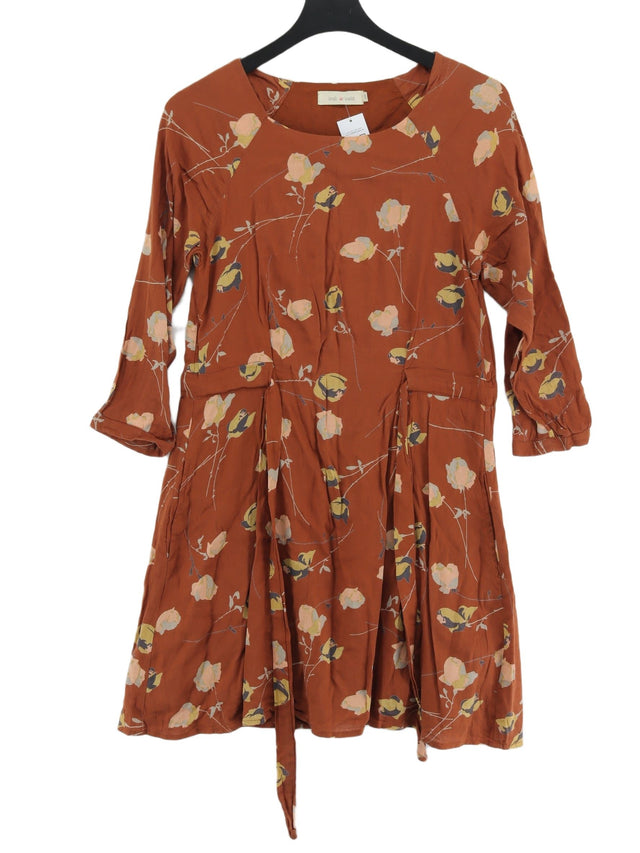 Indi & Cold Women's Midi Dress S Brown Cotton with Viscose