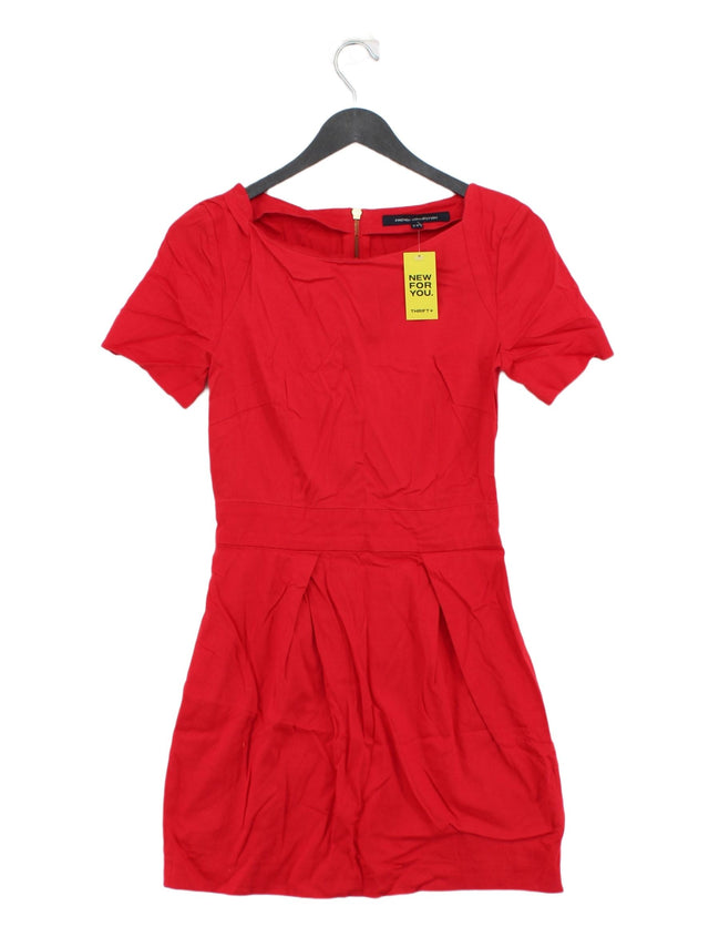 French Connection Women's Midi Dress UK 6 Red Cotton with Elastane
