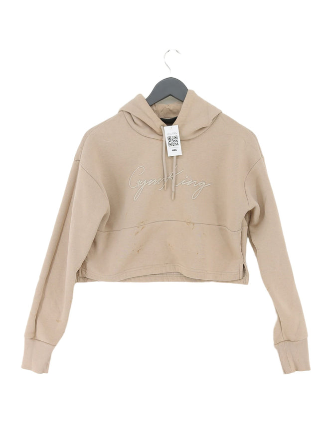 Gym King Women's Hoodie UK 12 Cream Cotton with Polyester