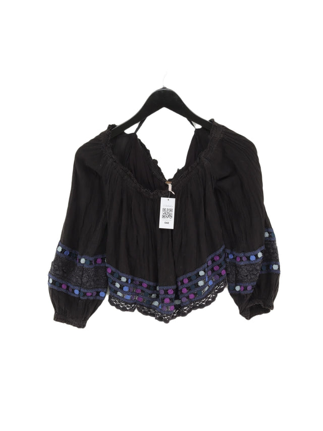 Free People Women's Top XS Black Cotton with Rayon