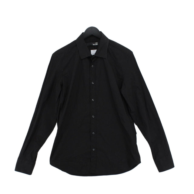 Moschino Men's Shirt L Black Cotton with Elastane