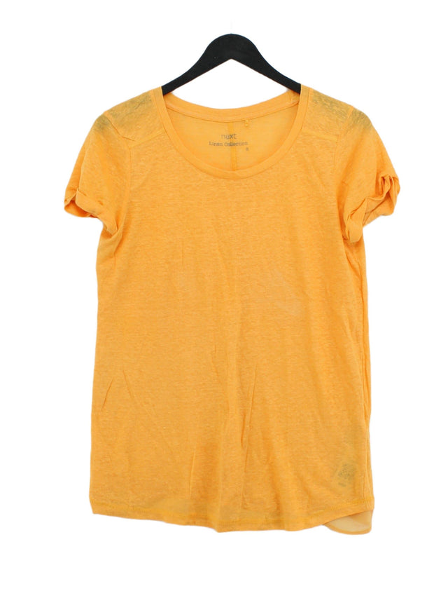 Next Women's T-Shirt UK 8 Yellow 100% Linen