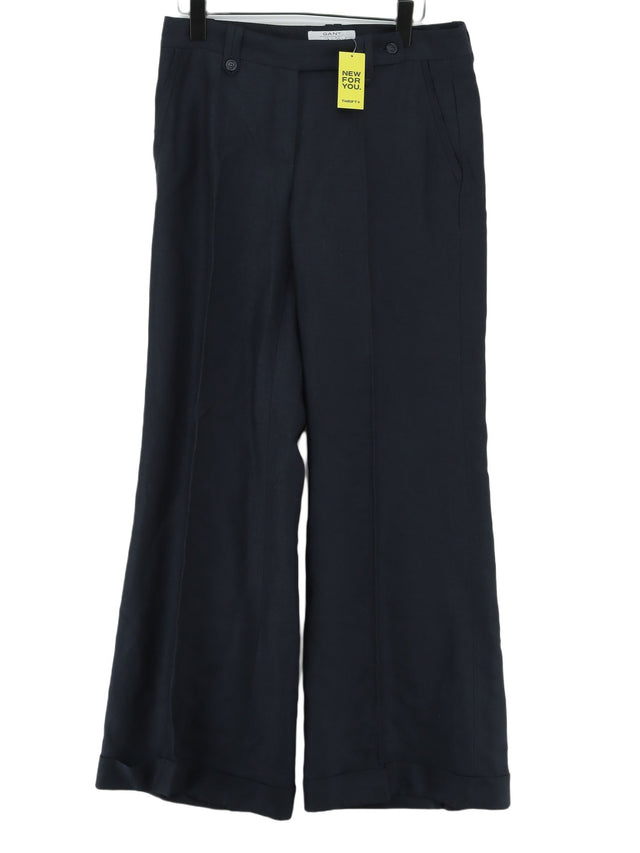 Gant Women's Trousers UK 12 Blue Wool with Linen