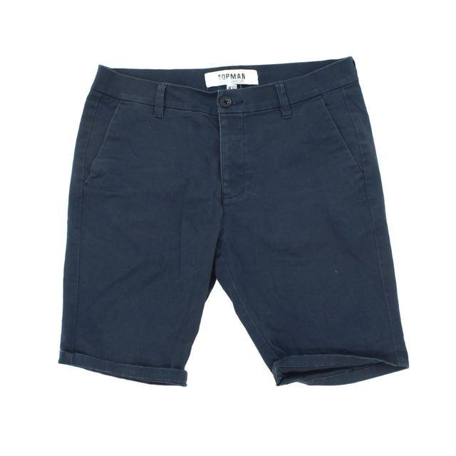 Topman Men's Shorts S Blue Cotton with Elastane