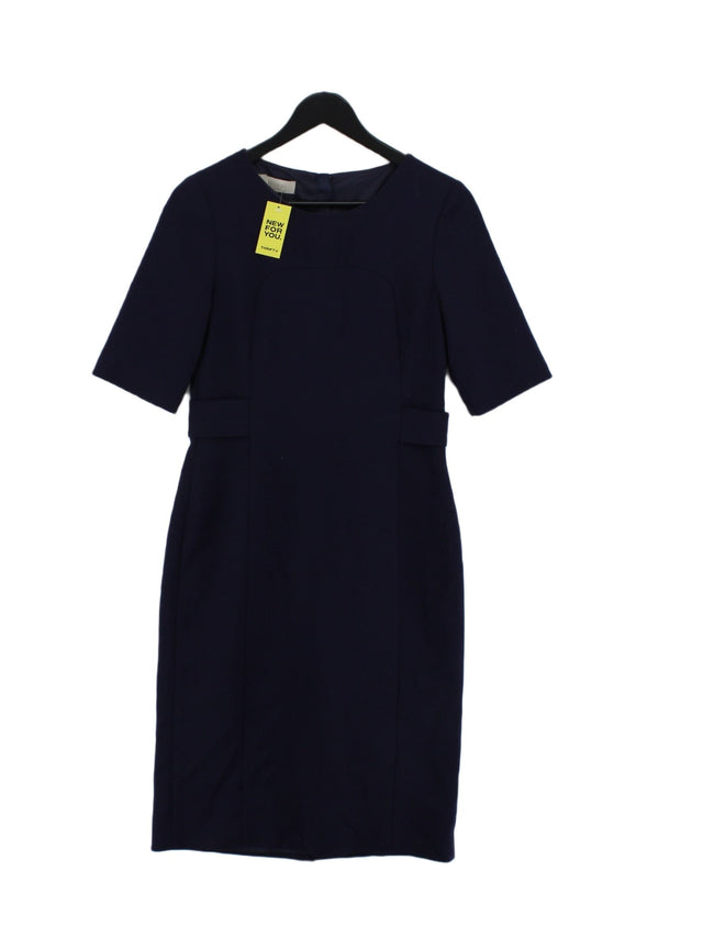 Hobbs Women's Midi Dress UK 10 Blue Polyester with Elastane, Viscose