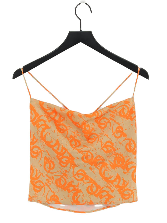 Monki Women's T-Shirt XS Orange Polyester with Elastane