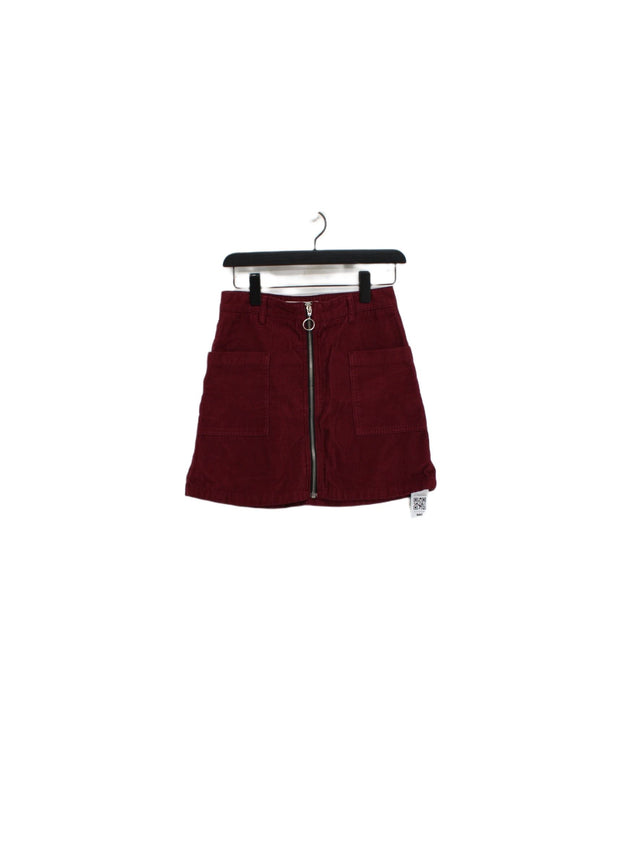 Topshop Women's Midi Skirt UK 10 Red 100% Cotton