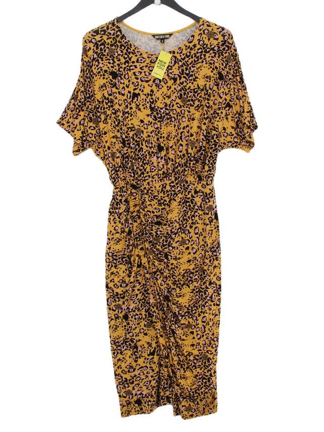 BIBA Women's Midi Dress UK 10 Yellow 100% Other