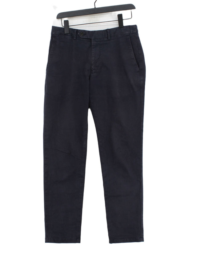 Oscar Jacobson Men's Trousers W 31 in Blue Cotton with Elastane