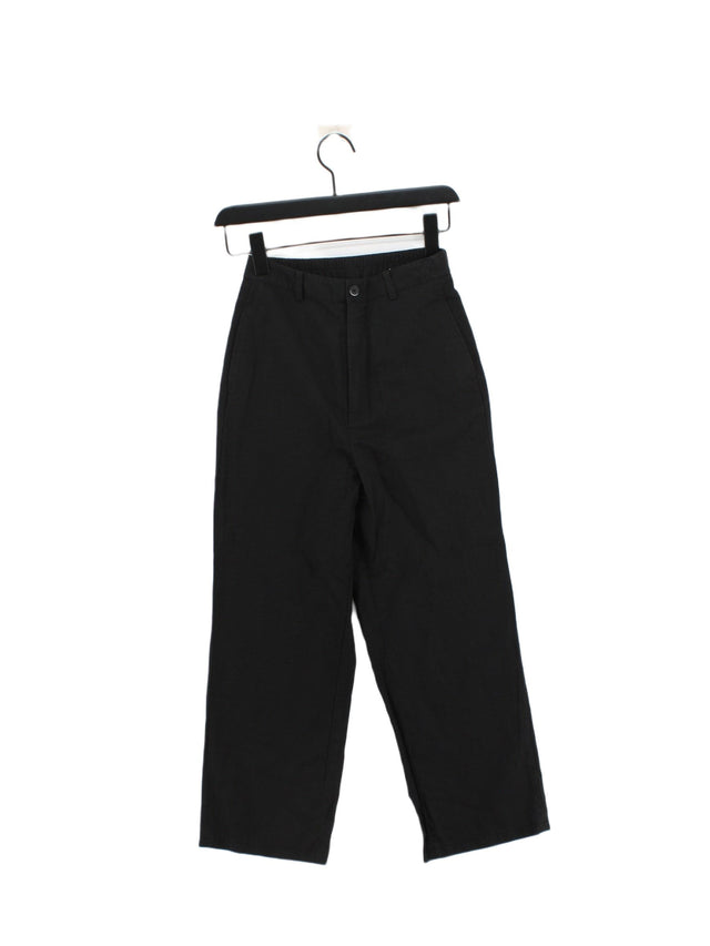 Uniqlo Women's Trousers W 24 in Black Viscose with Linen, Polyester