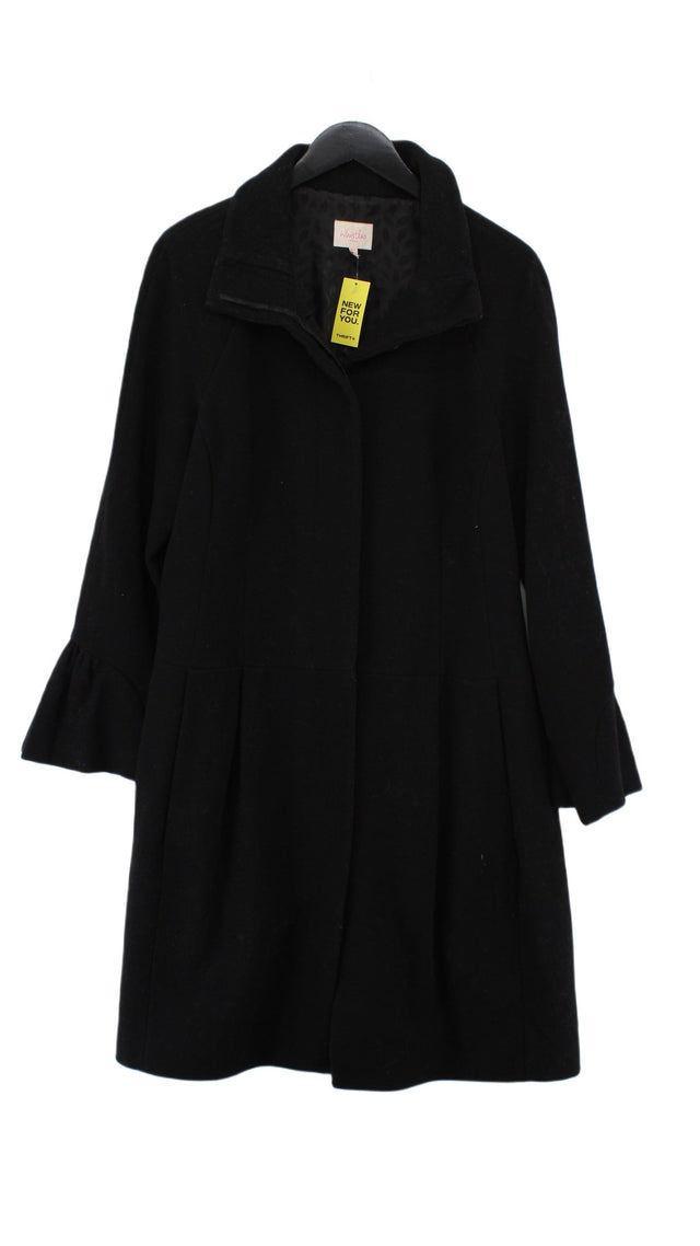 Whistles Women's Coat UK 16 Black Polyester with Viscose