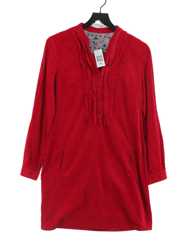 Laura Ashley Women's Midi Dress UK 10 Red 100% Cotton
