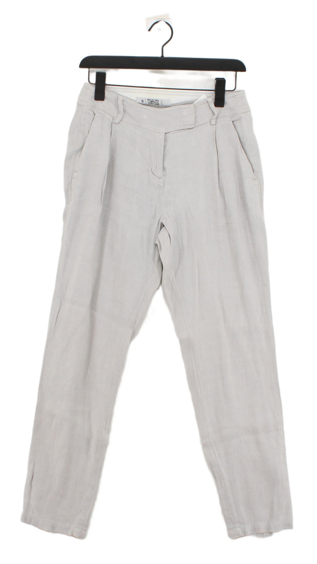 Max&Co Women's Suit Trousers UK 8 Grey Cotton with Linen, Viscose