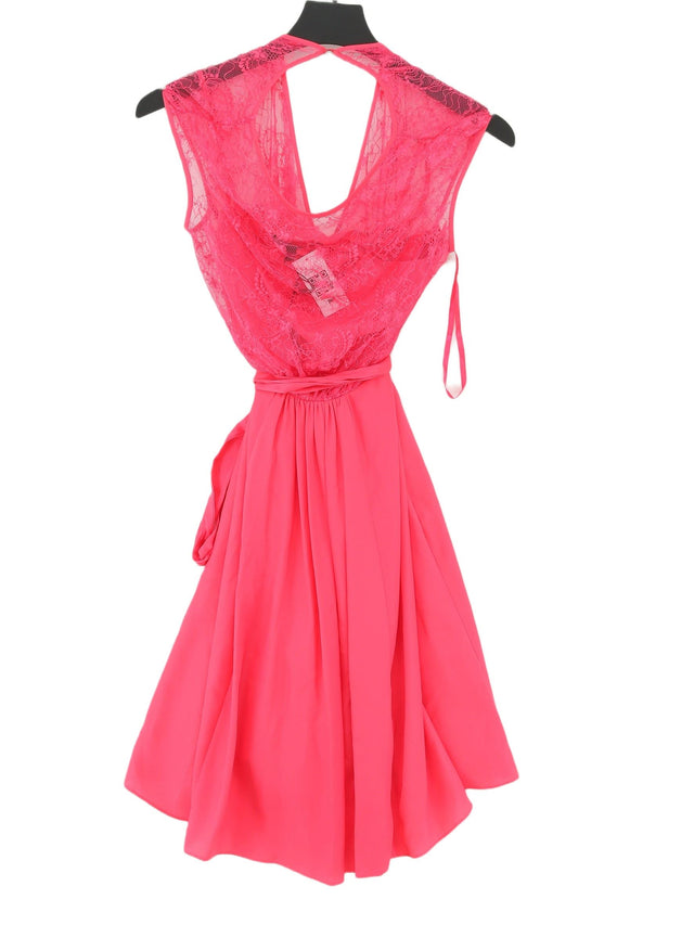 Coast Women's Midi Dress UK 8 Pink Polyester with Silk
