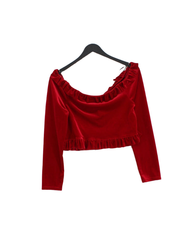 New Look Women's Top UK 16 Red Polyester with Elastane