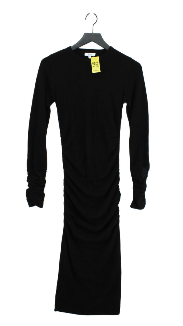Reiss Women's Midi Dress S Black Wool with Polyamide, Viscose