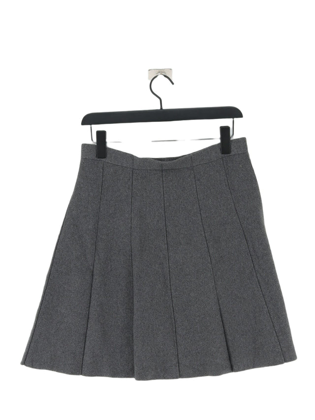 Adrienne Vittadini Women's Midi Skirt L Grey Cotton with Nylon