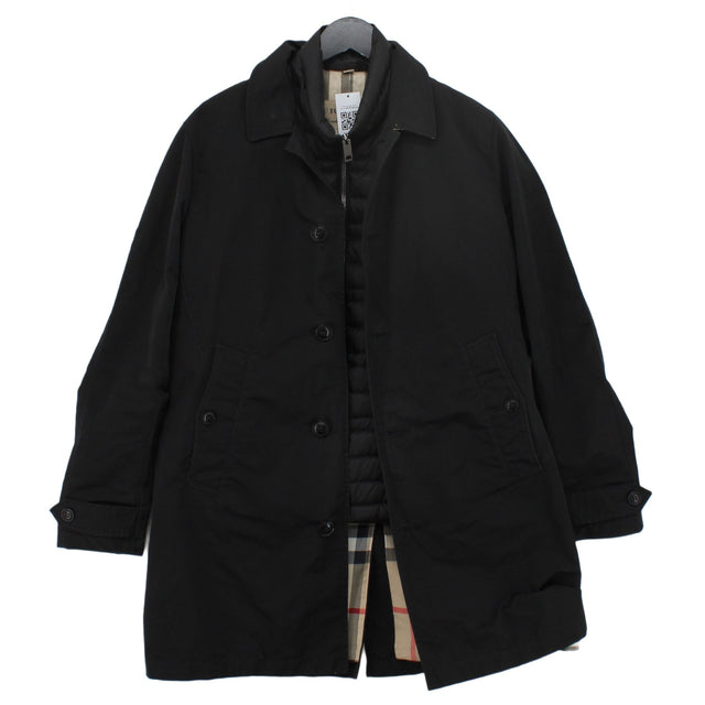 Burberry Men's Coat Chest: 46 in Black Polyamide with Cotton, Polyester