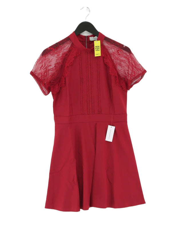 Liqourish Women's Midi Dress UK 10 Red 100% Polyester